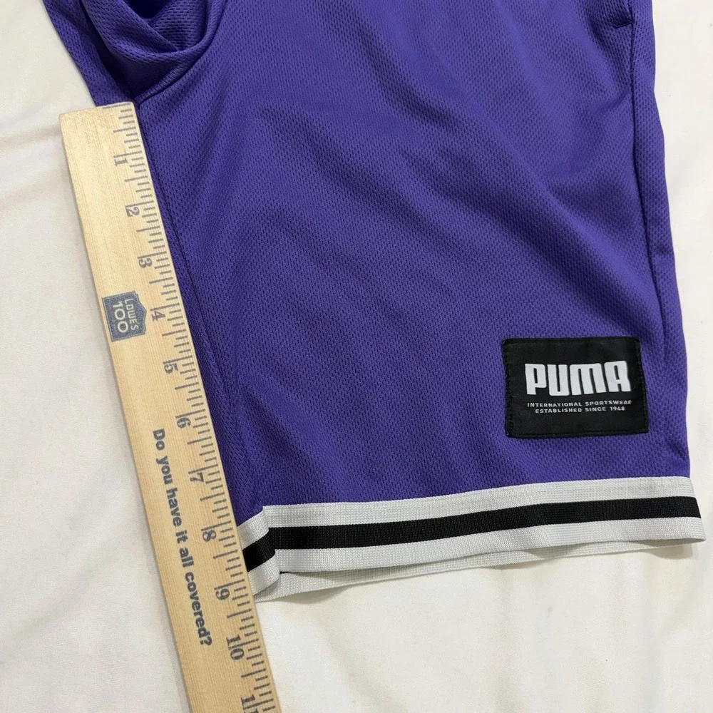 PUMA Men's Small Purple Mesh‎ Basketball Shorts Elastic Waist Logo